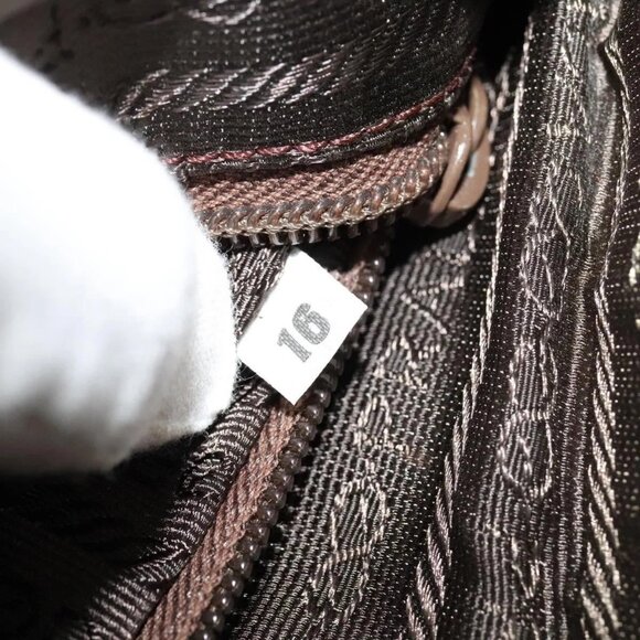 PRADA Chain Shoulder Bag Suede Brown Gold Auth - Picture 14 of 16